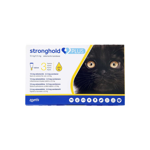 ストロングホールドプラス(子猫用/2.5kg以下)15mg/2.5mg 0.25ml x 3 Pipettes